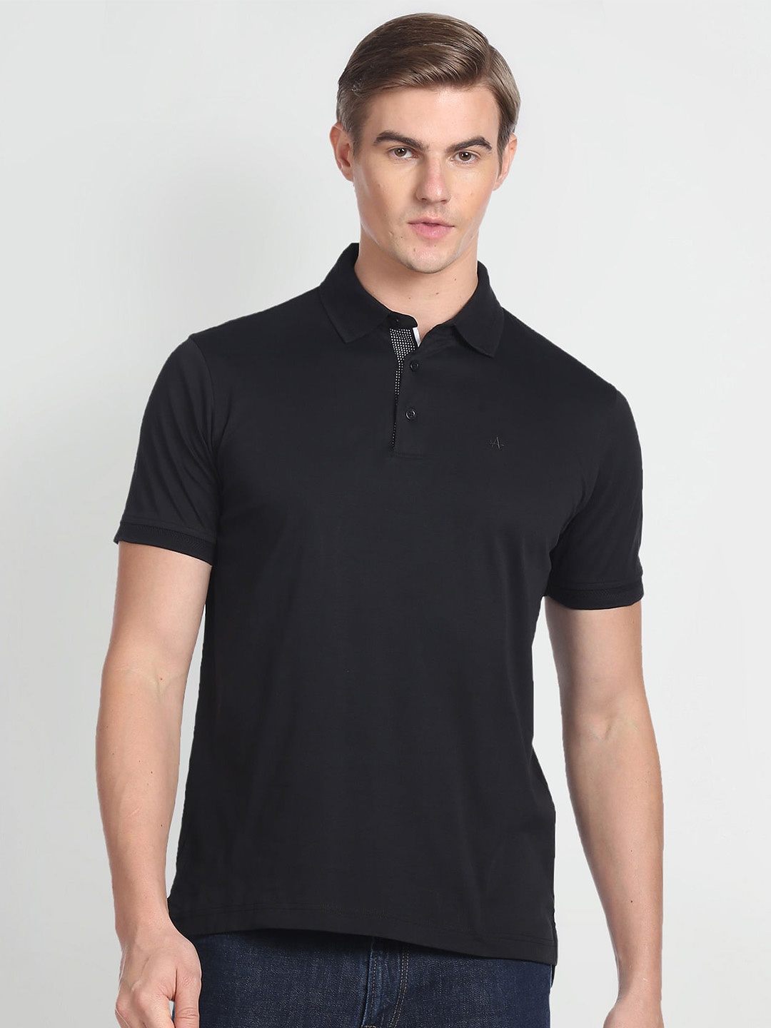 

Arrow Polo Collar Pure Cotton T-shirt, Black