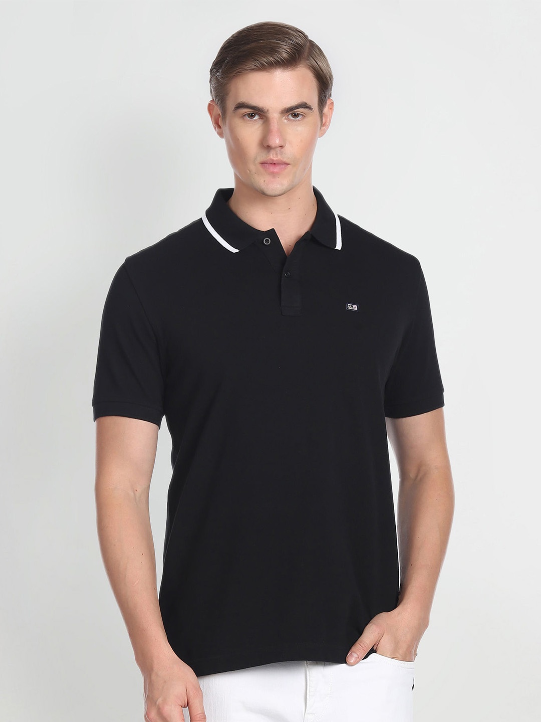 

Arrow Sport Polo Collar Pure Cotton T-shirt, Black