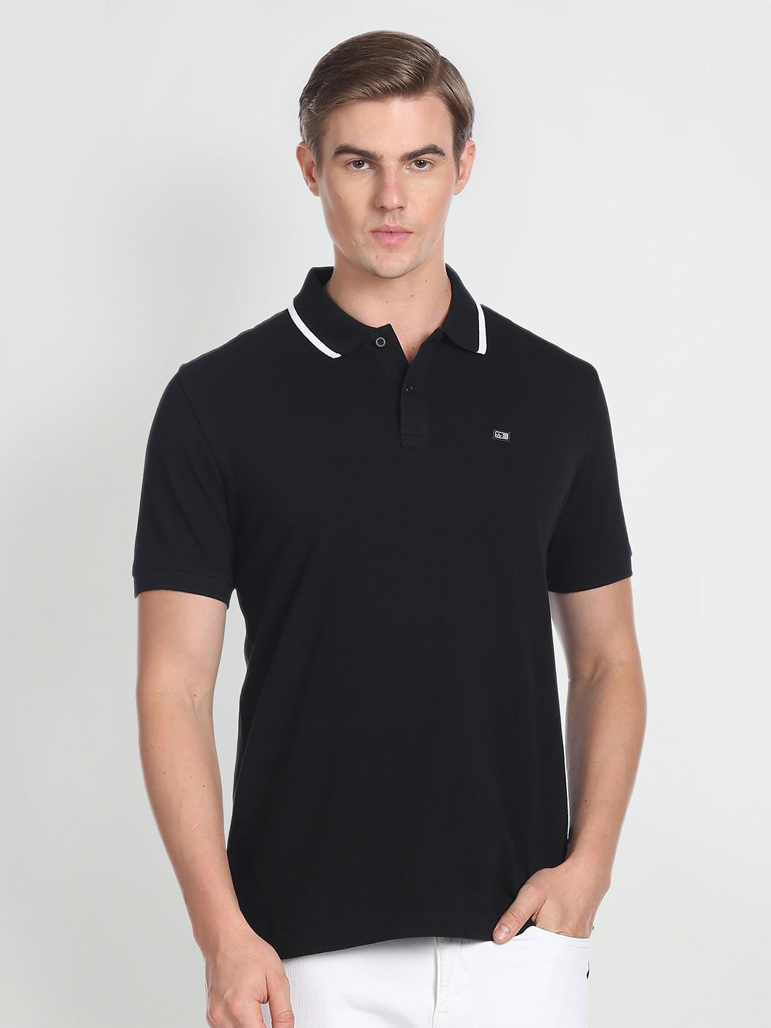 

Arrow Sport Polo Collar Cotton T-Shirt, Black