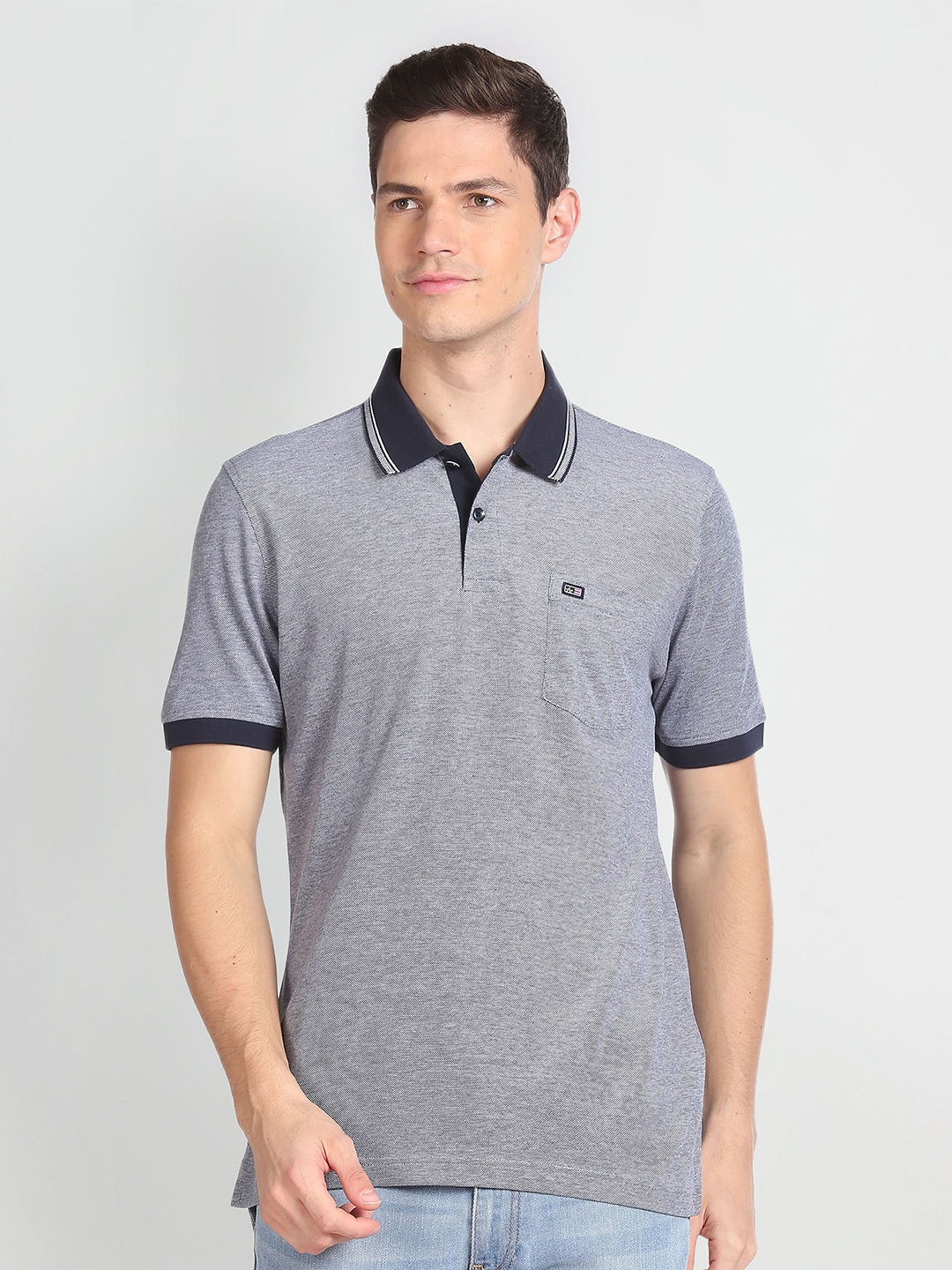 

Arrow Sport Polo Collar Pure Cotton T-shirt, Navy blue