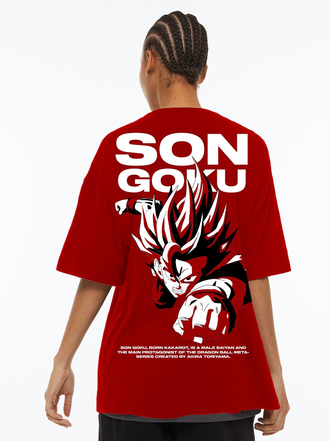 

Manaca SonGoku Printed Oversized Organic Cotton T-shirt, Red