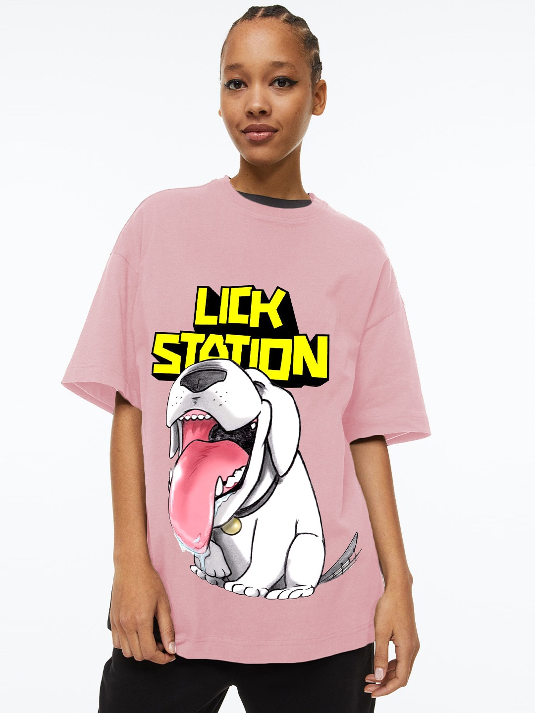 

Manaca Graphic Printed Organic Cotton Oversized T-shirt, Pink