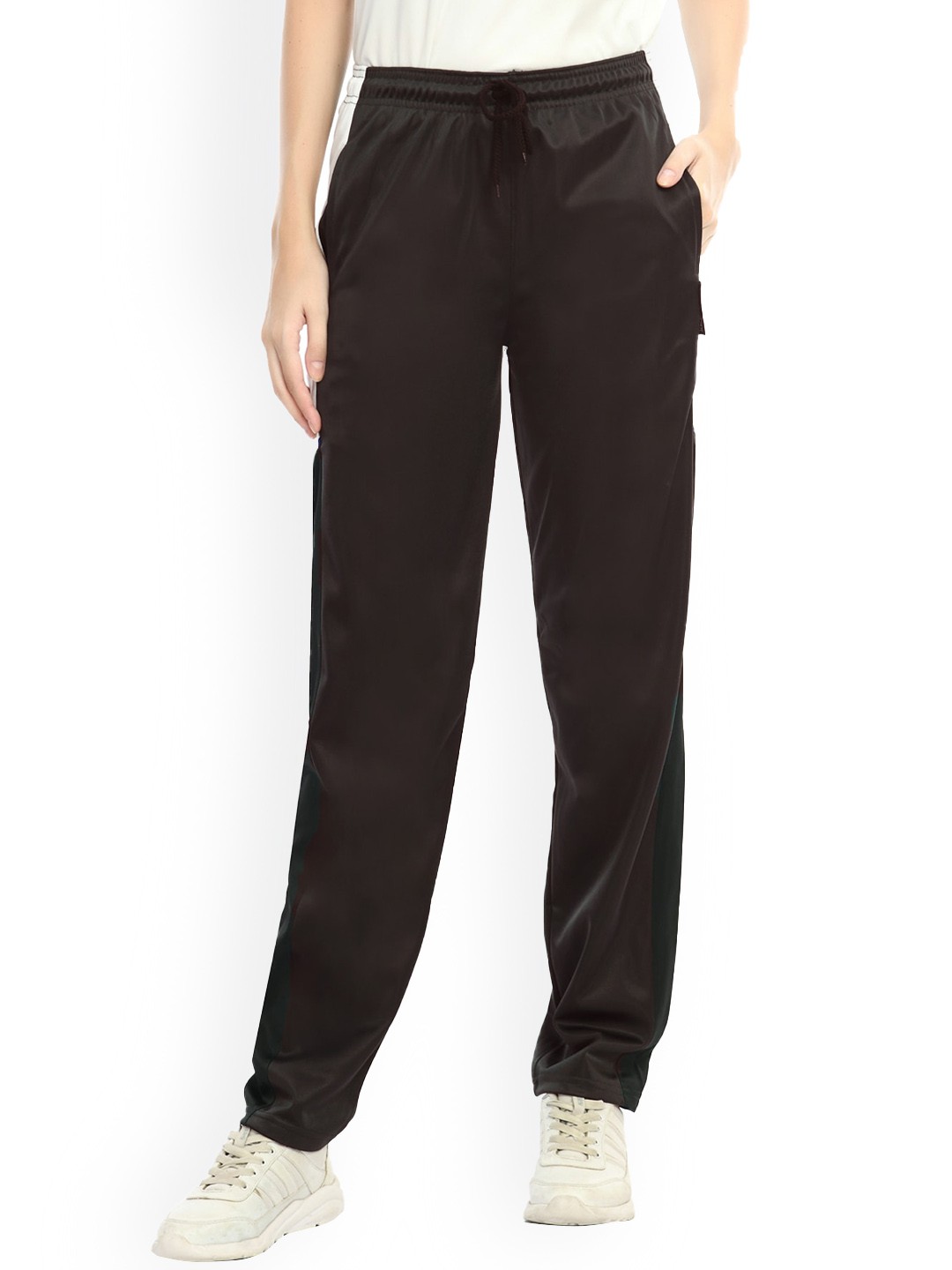 

IndiWeaves Women Side Striped Track Pants, Brown