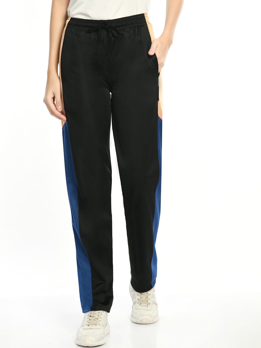 

IndiWeaves Women Side Striped Track Pants, Black