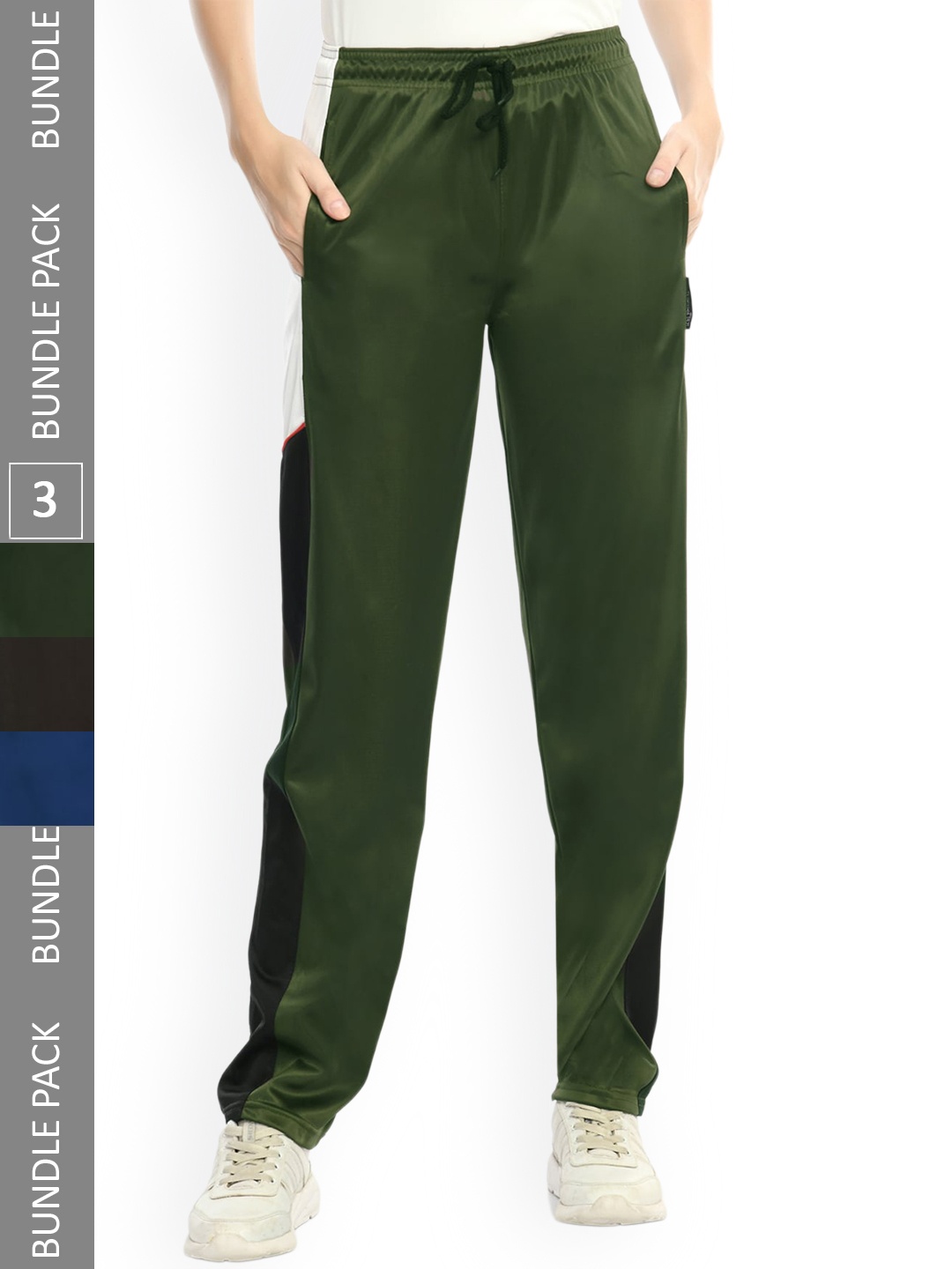 

IndiWeaves Women Pack Of 3 Mid-Rise Track Pants, Green