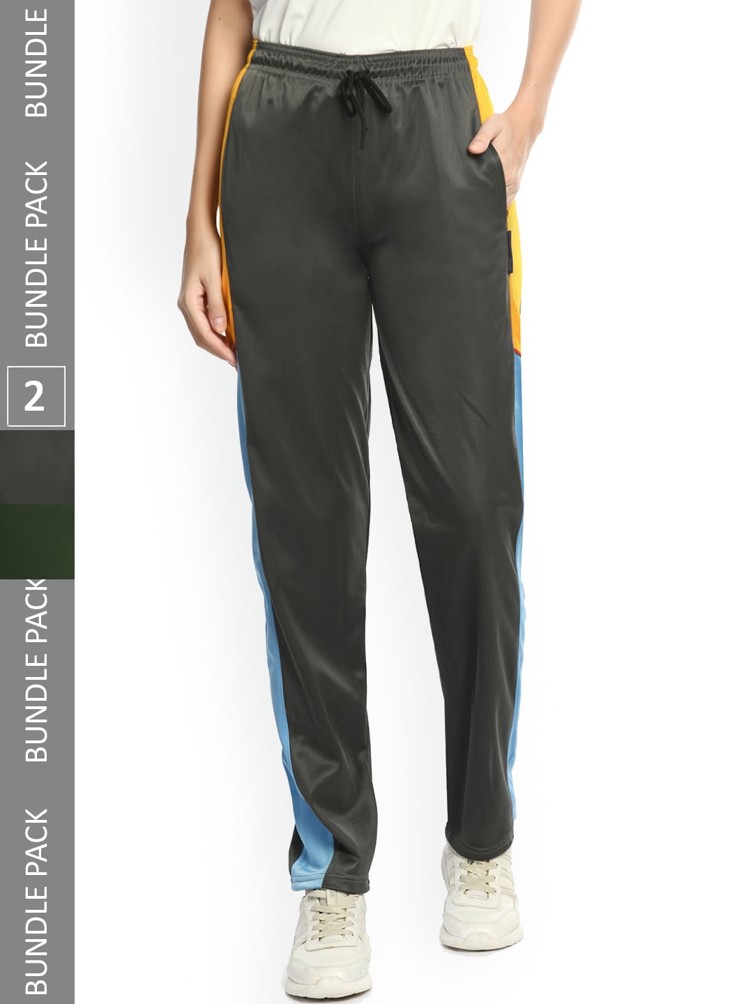 

IndiWeaves Women Pack Of 2 Track Pants, Charcoal