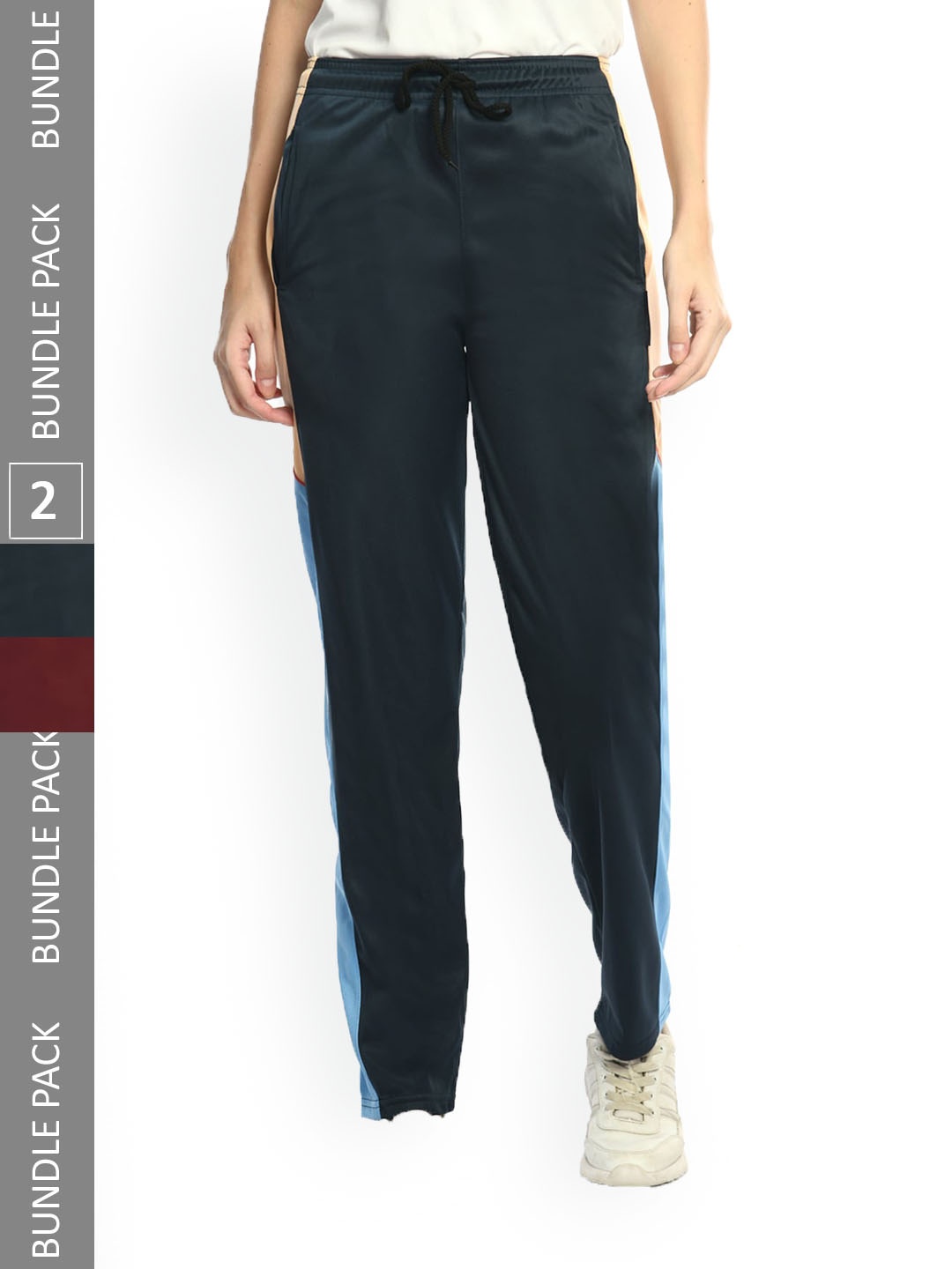 

IndiWeaves Women Pack Of 2 Mid-Rise Track Pants, Black