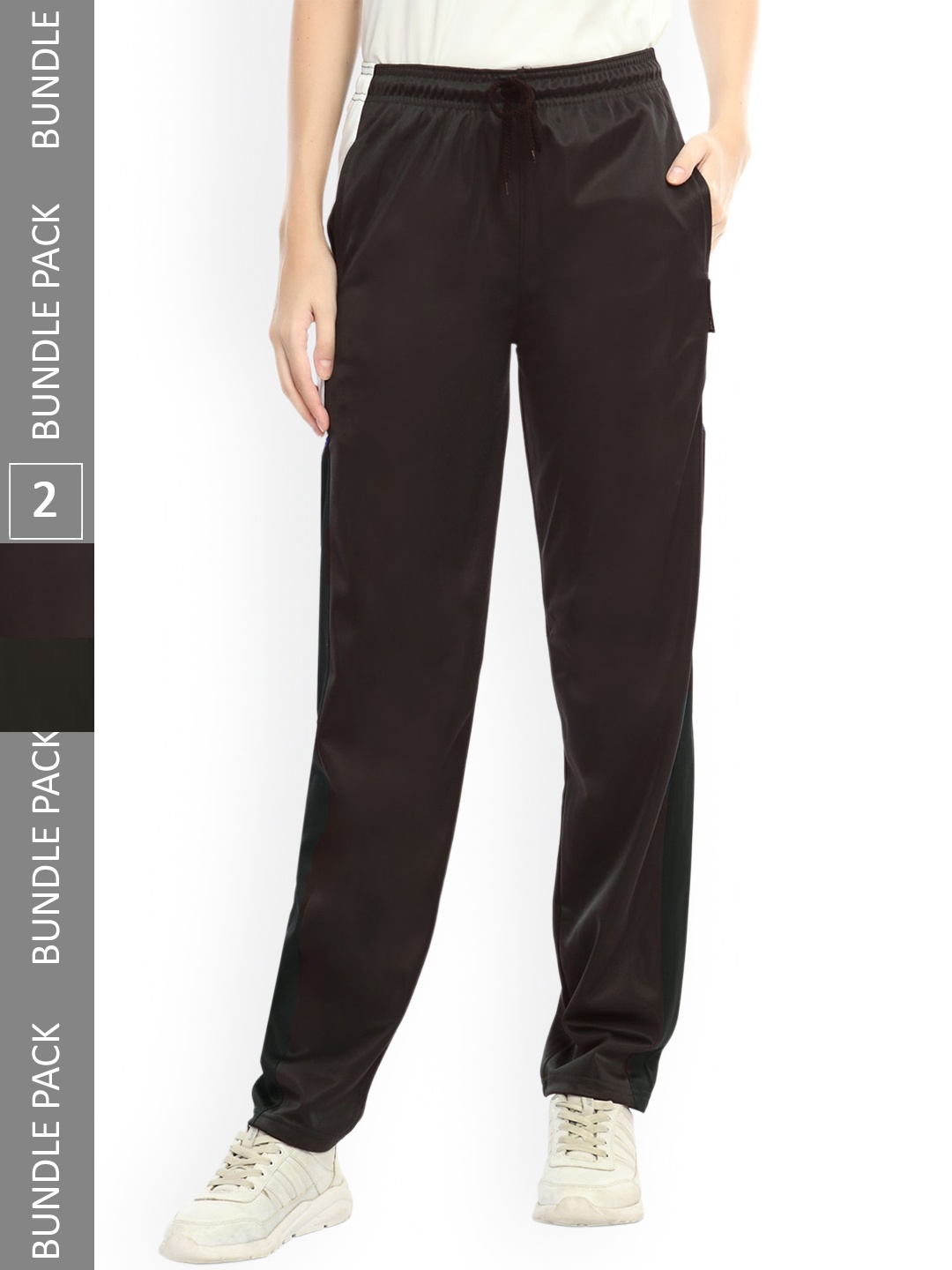 

IndiWeaves Women Pack Of 2 Mid-Rise Track Pants, Brown