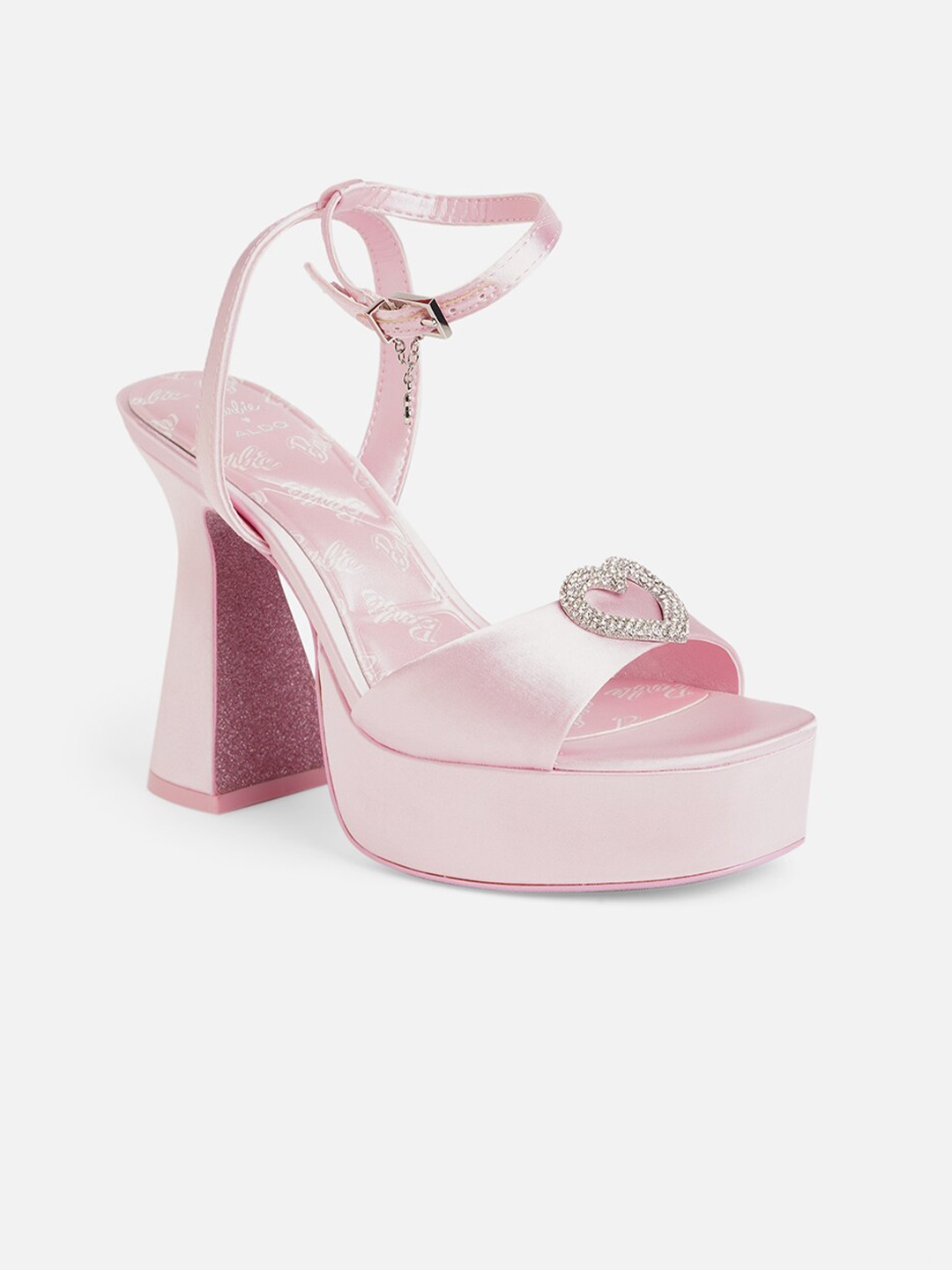 

ALDO Embellished Party Block Heels With Ankle Loop, Pink