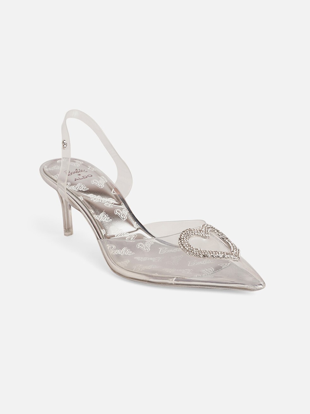 

ALDO Embellished Party Slim Sandals With Backstrap, Silver