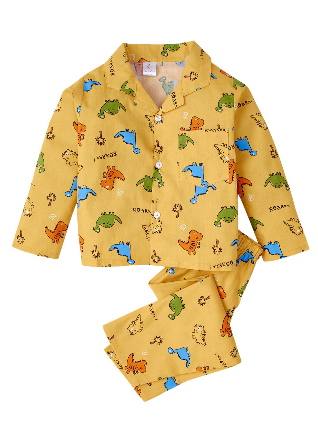 

Babywish Kids Printed Pure Cotton Night suit, Mustard