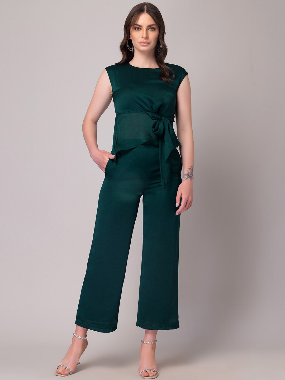 

FabAlley Side Tie Top & Trouser, Green