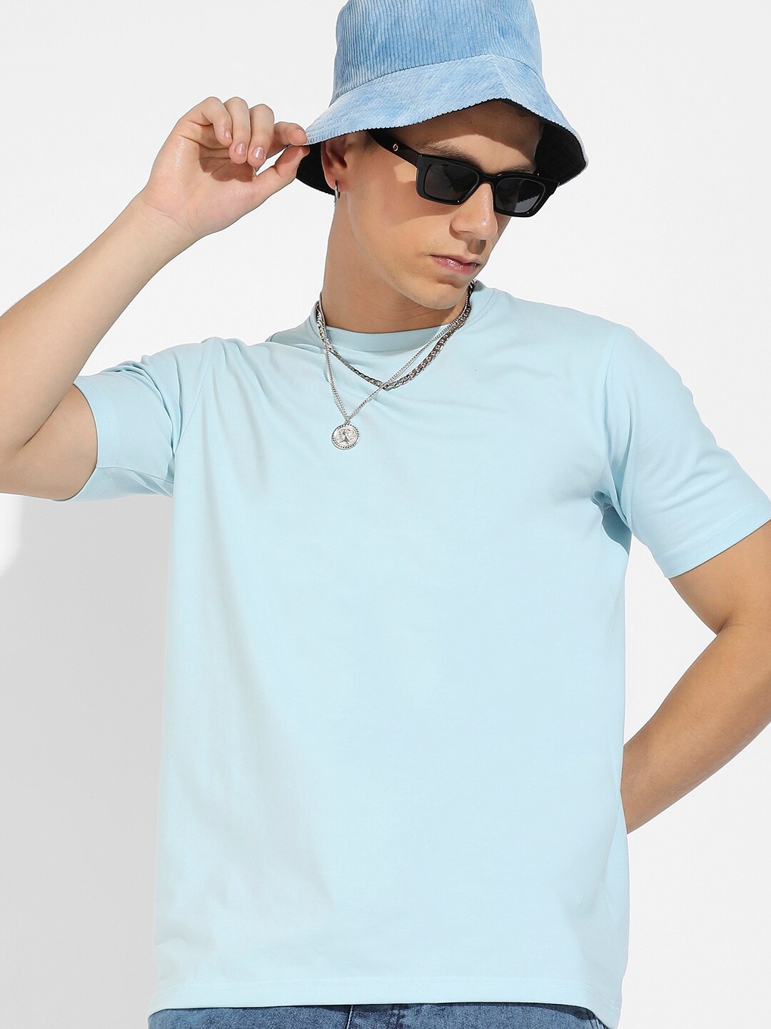

Campus Sutra Blue Cotton T-shirt
