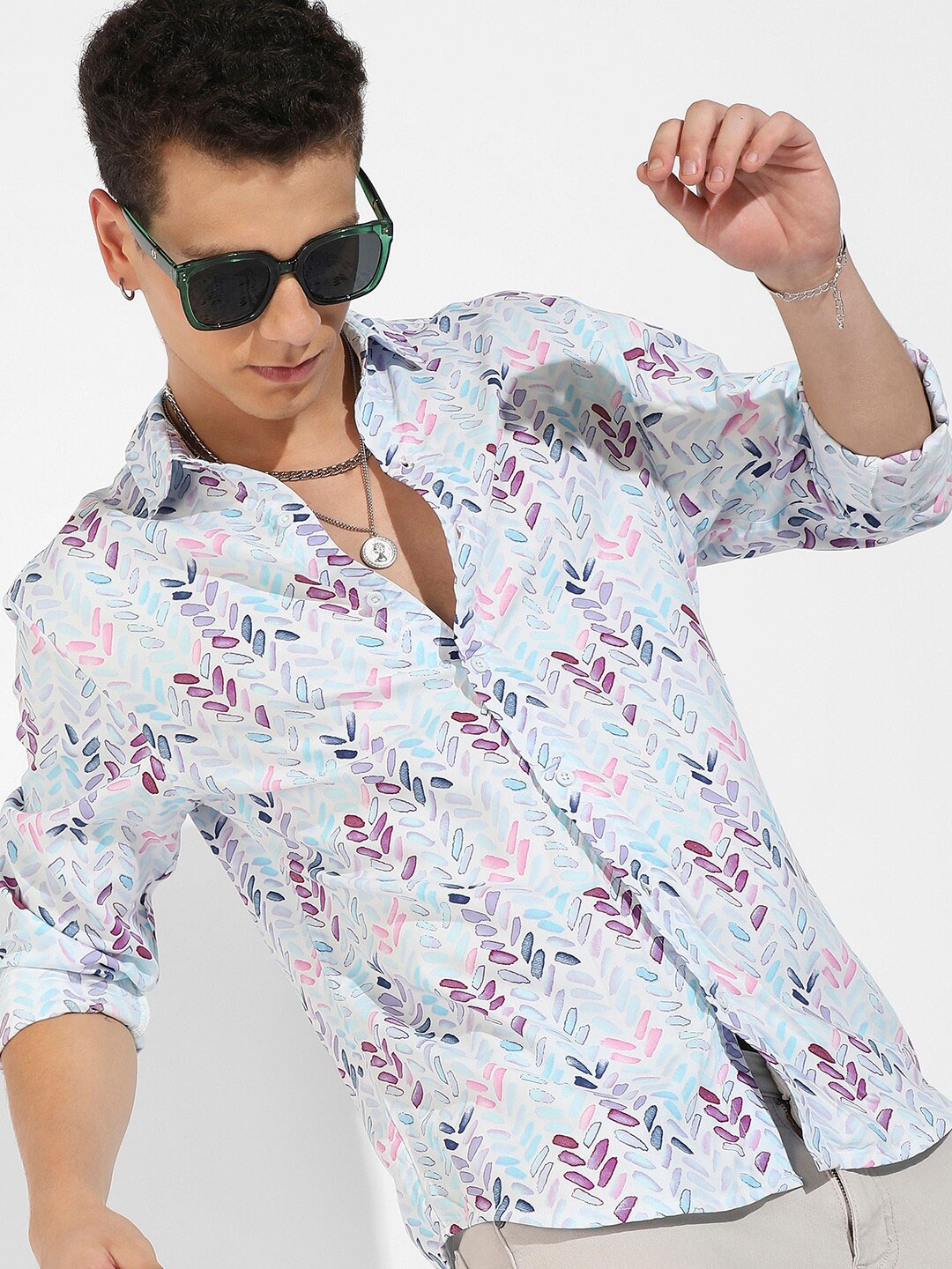 

Campus Sutra Abstract Print Shirt, Blue