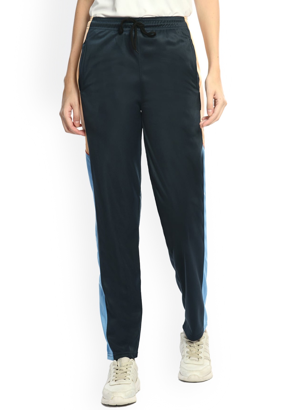 

IndiWeaves Women Side Stylish Striped Track Pants, Navy blue