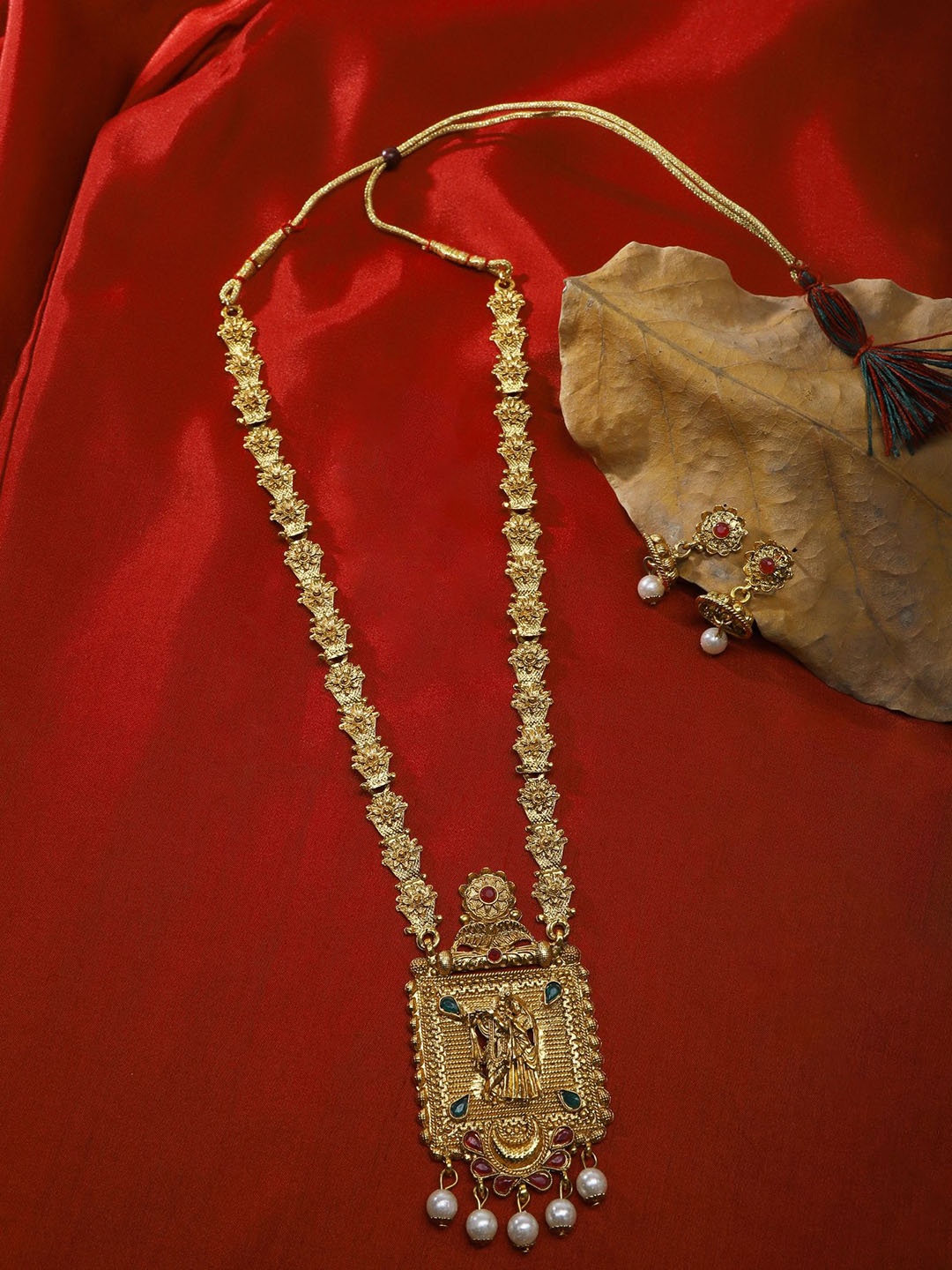 

The Pari Gold-Plated Stone-Studded & Beaded Long Jewellery Set