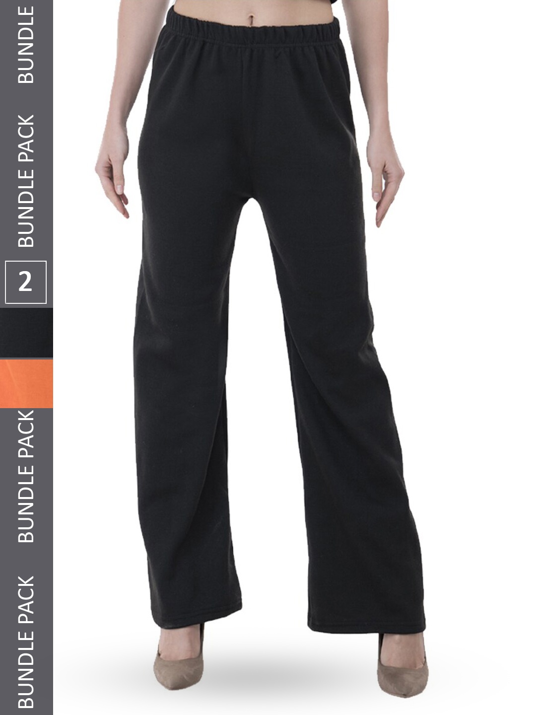 

IndiWeaves Pack Of 2 Mid-Rise Straight Fit Palazzos, Orange
