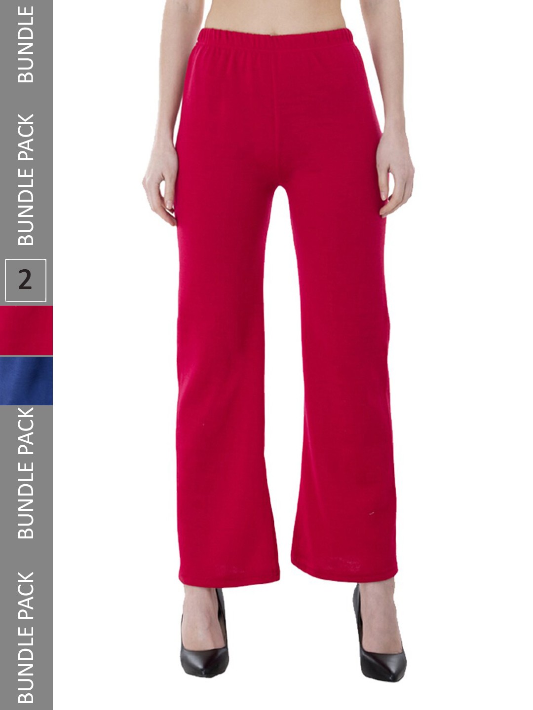 

IndiWeaves Pack Of 2 Wide Leg Mid Rise Palazzos, Red