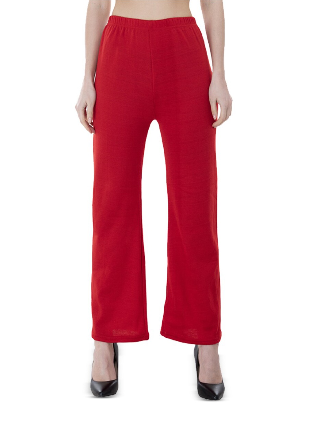 

IndiWeaves Mid-Rise Straight Fit Knitted Palazzos, Magenta