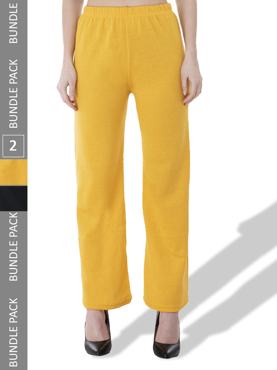 

IndiWeaves Pack Of 2 Straight Fit Palazzos, Yellow