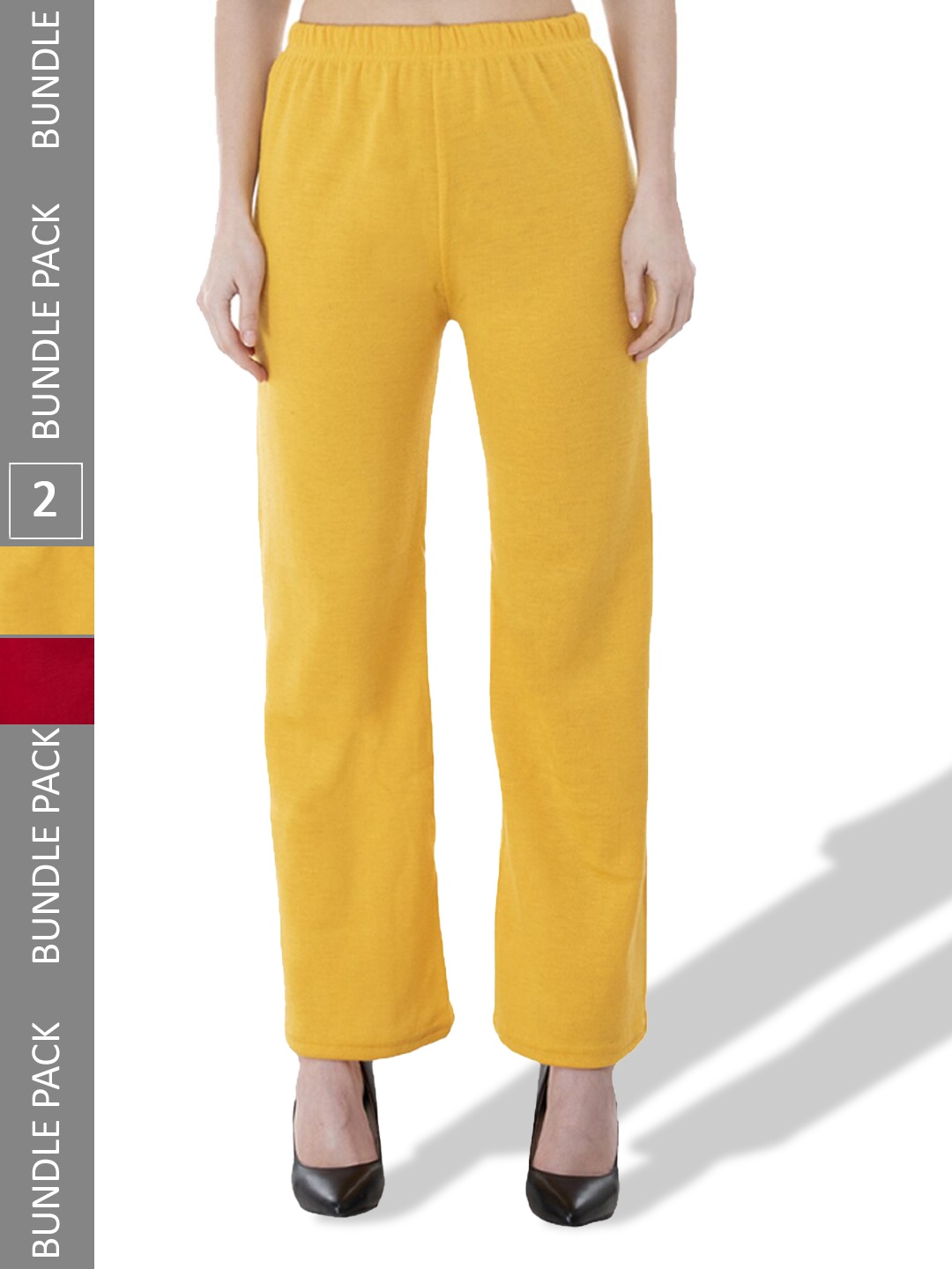 

IndiWeaves Pack of 2 Straight Fit Palazzos, Yellow