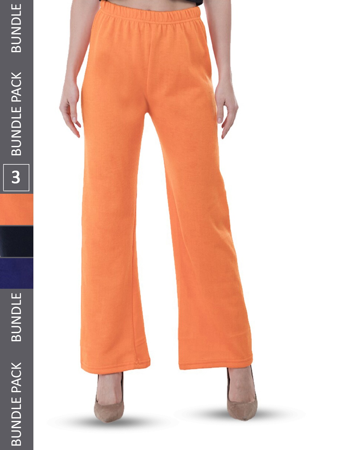 

IndiWeaves Pack of 3 Straight Fit Palazzos, Orange