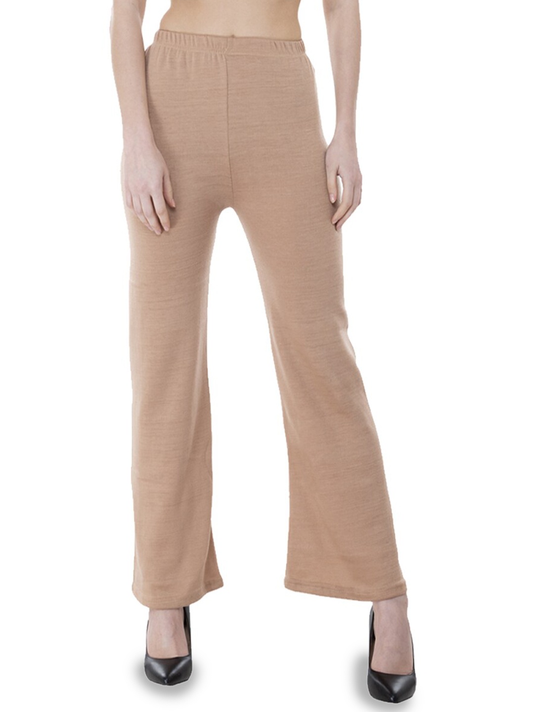 

IndiWeaves Women Wide Leg Wool Palazzos, Beige