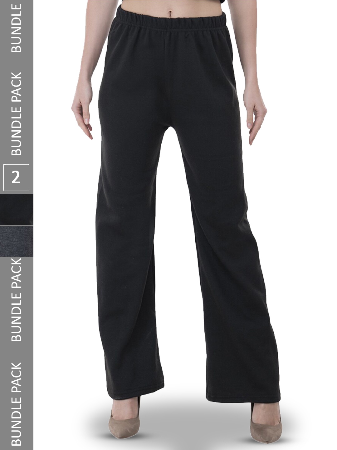 

IndiWeaves Pack Of 2 Straight Fit Mid Rise Palazzos, Grey