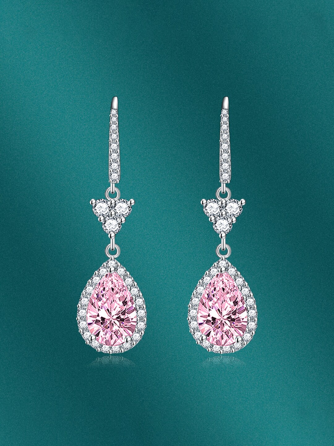 

Designs & You Silver-Plated Teardrop Shaped Drop Earrings