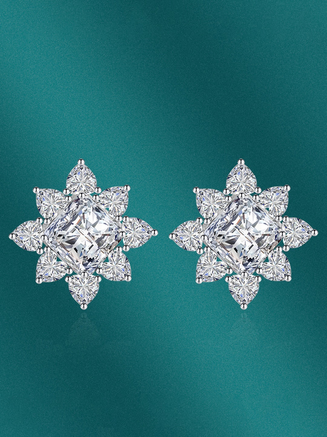 

Designs & You Silver-Plated Square Studs Earrings