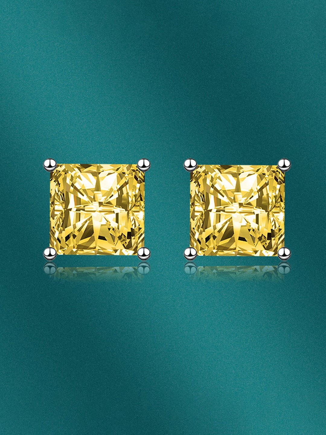 

Designs & You Silver-Plated Cubic Zirconia Studded Square Studs