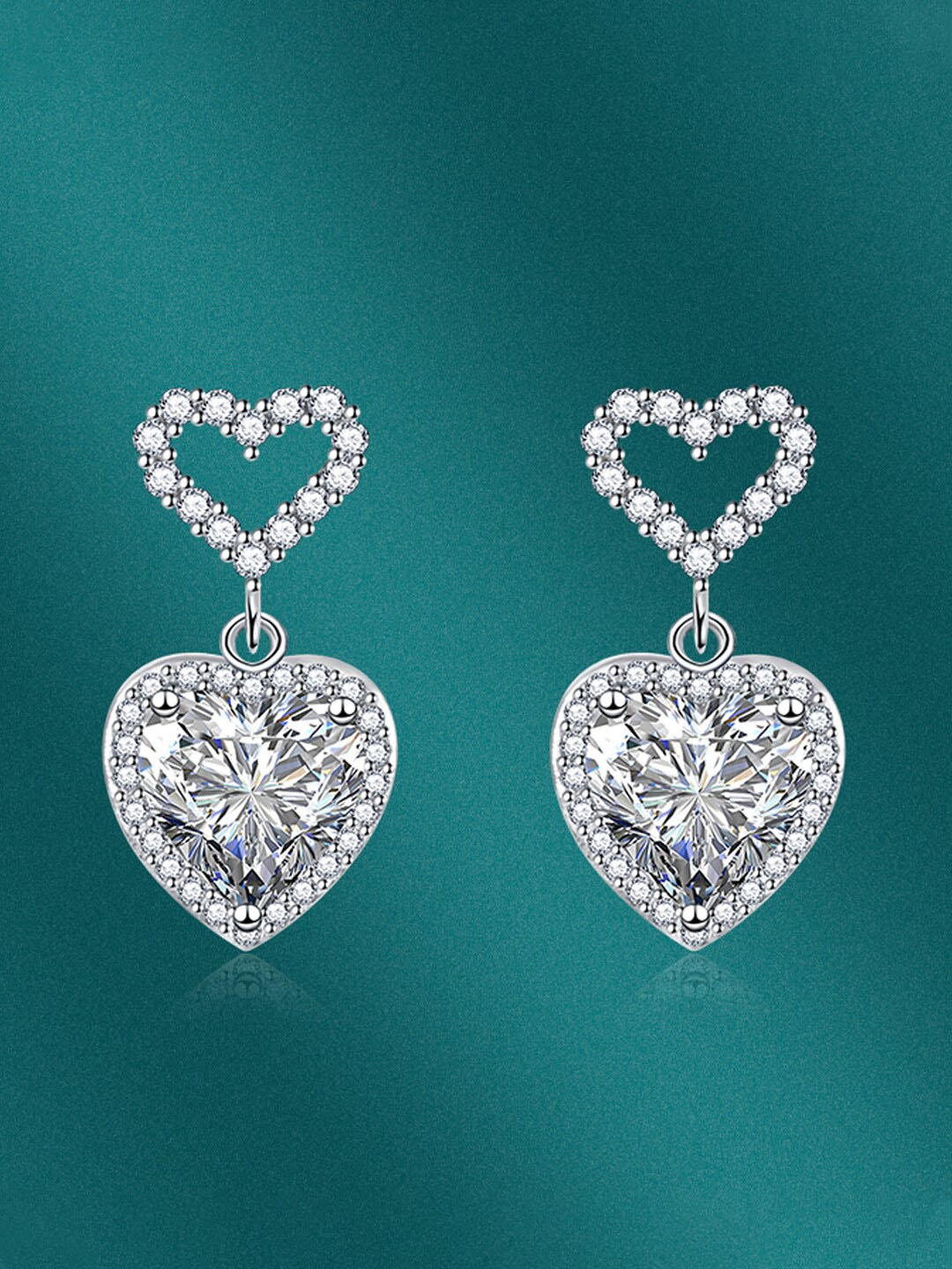 

Designs & You Silver-Toned Heart Shaped Drop Earrings