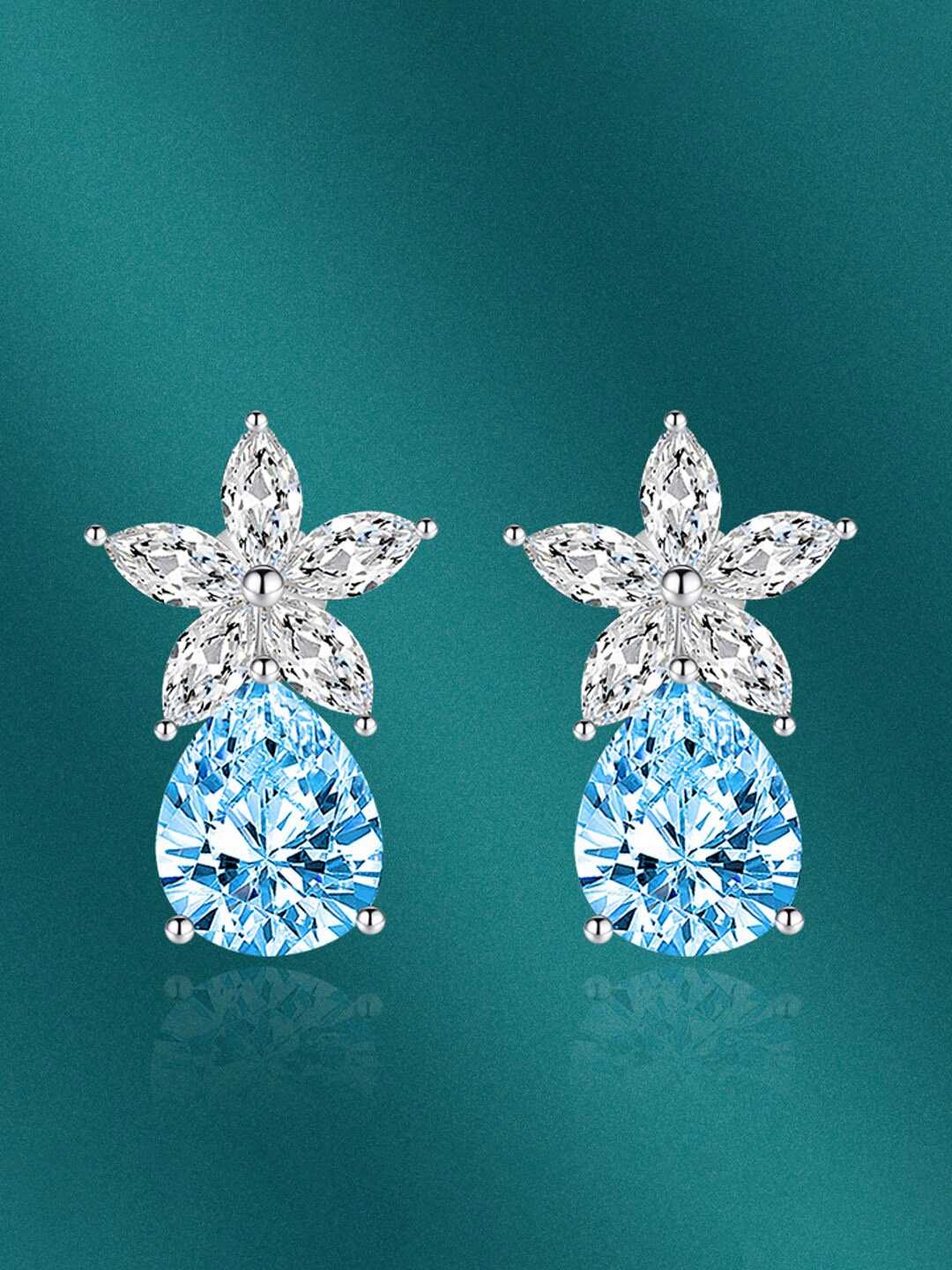 

Designs & You Silver-Plated Contemporary Cubic Zirconia Drop Earrings