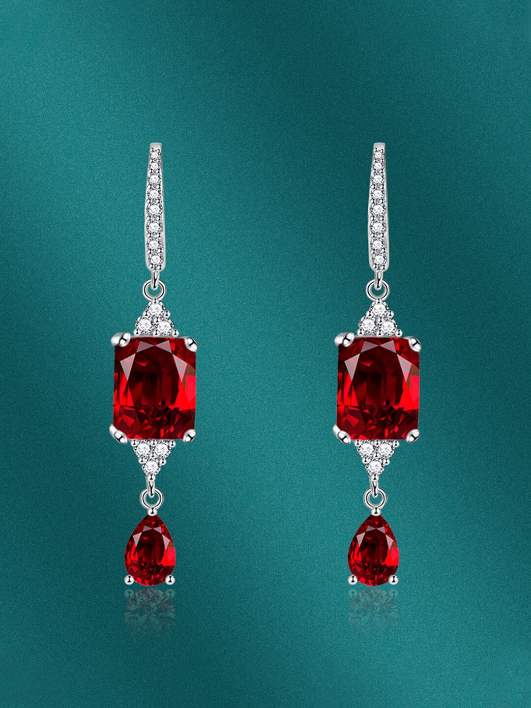 

Designs & You Silver-Plated CZ-Studded Drop Earrings