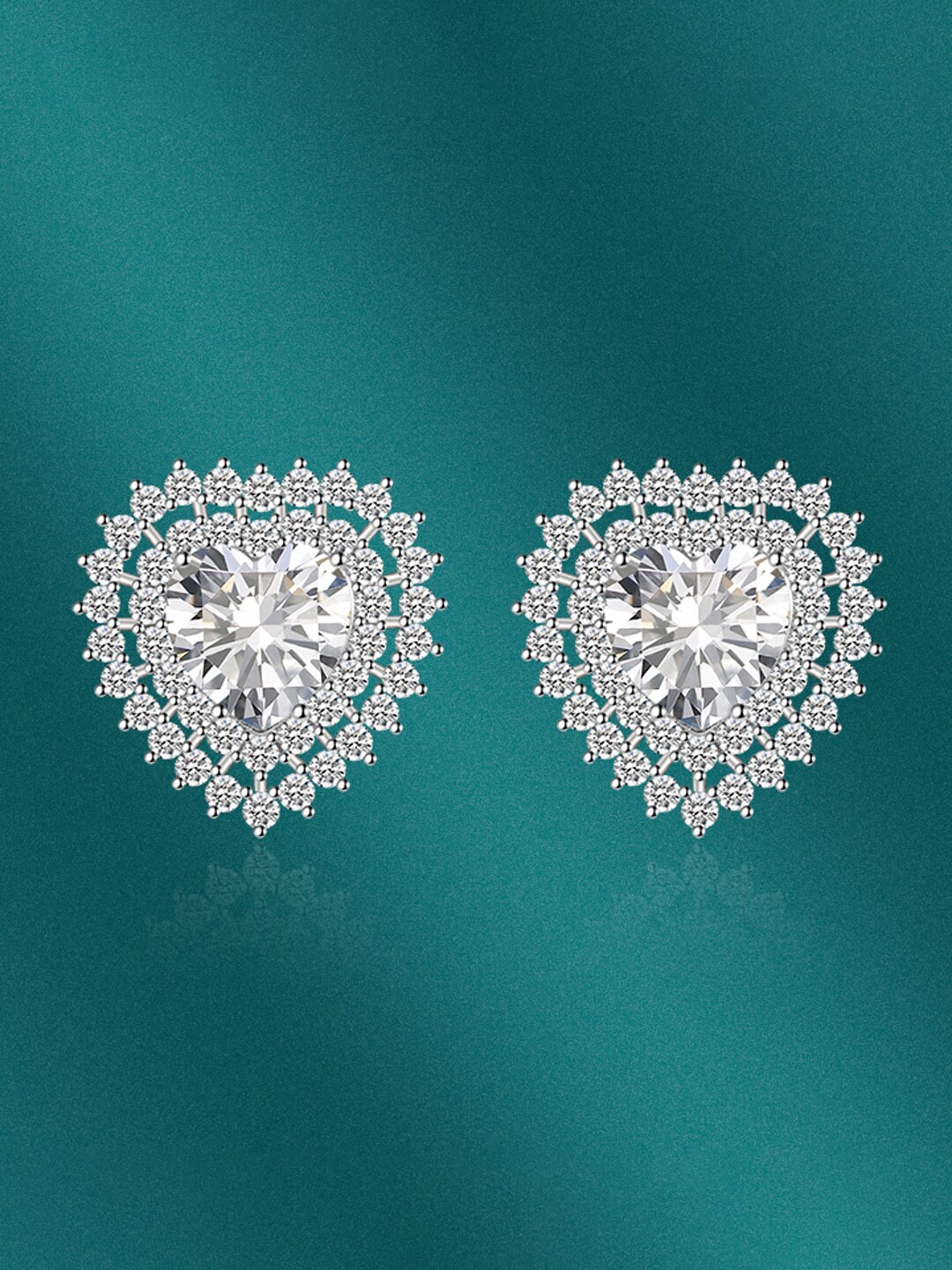 

Designs & You Silver-Plated Heart Shaped Studs Earrings