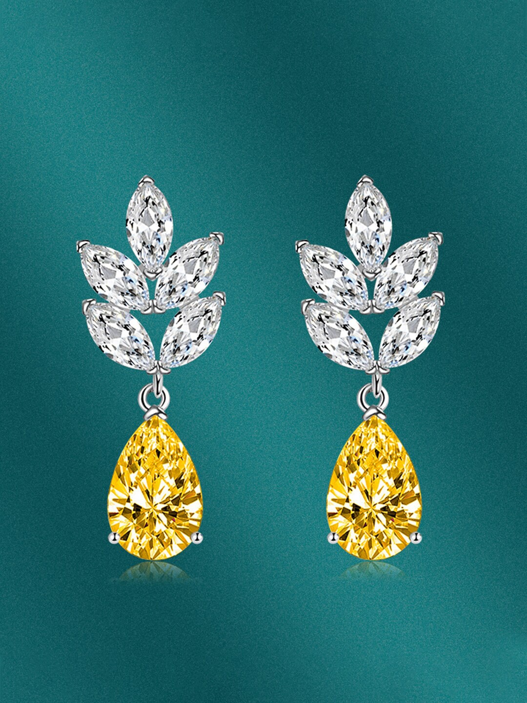 

Designs & You Silver-Plated CZ Studded Drop Earrings