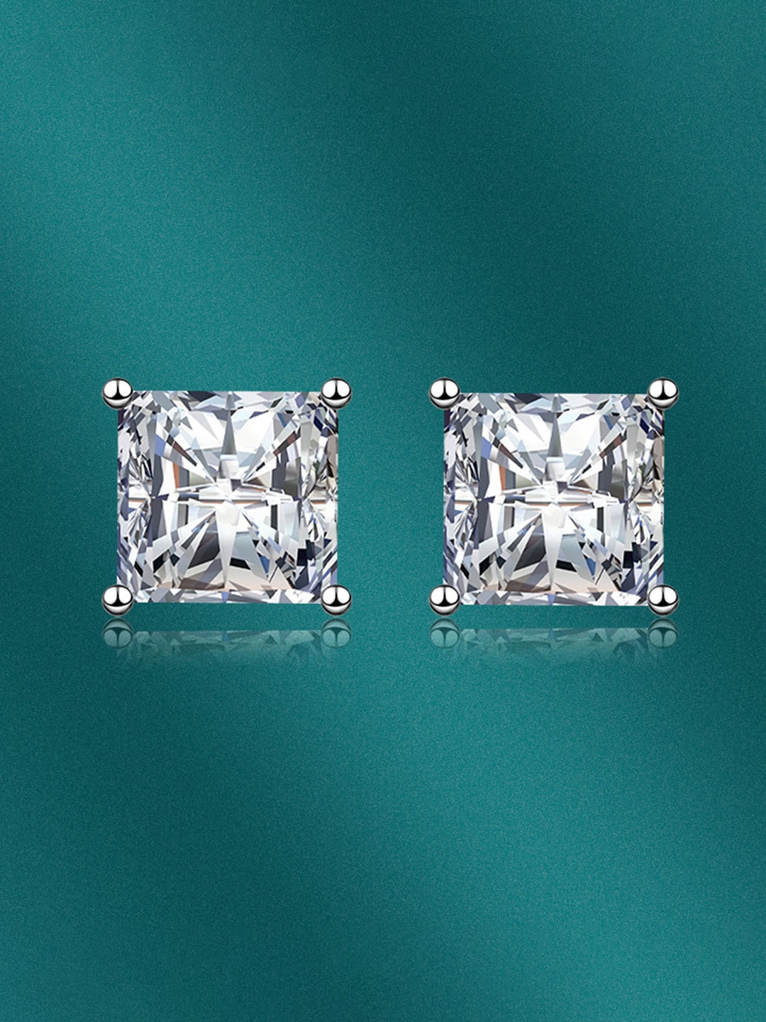 

Designs & You Silver-Plated Square Shaped CZ Studs Earrings