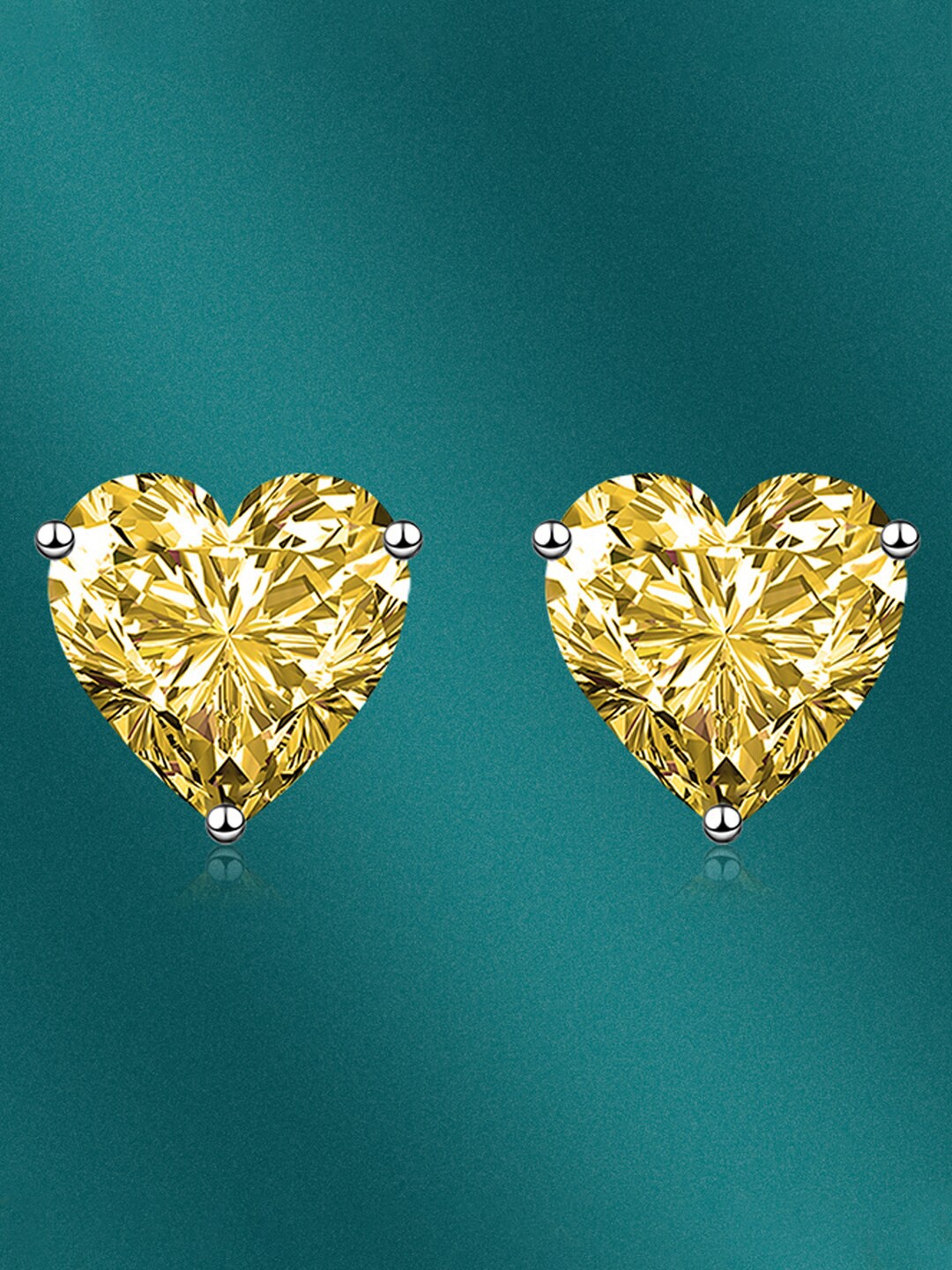 

Designs & You Silver Plated CZ-Studded Heart Shaped Stud Earrings
