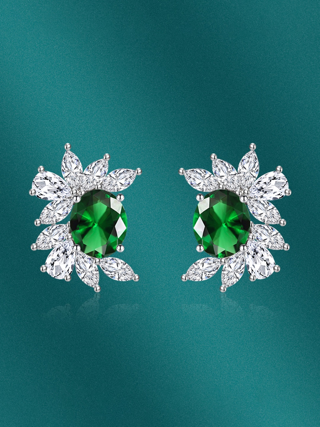 

Designs & You Silver-Plated CZ Studded Studs Earrings