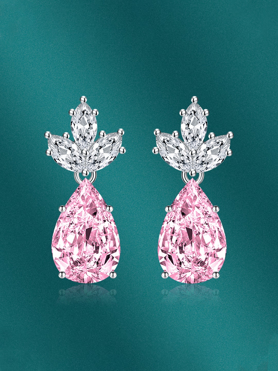 

Designs & You Silver-Plated Teardrop Shaped Drop Earrings