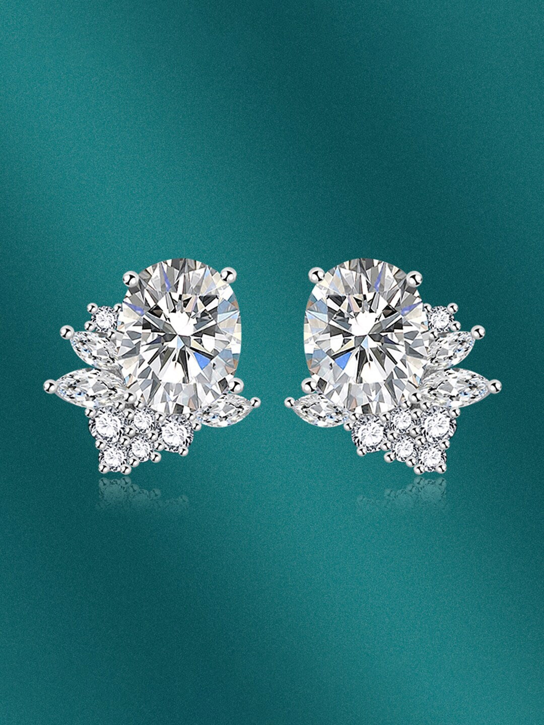 

Designs & You Silver-Plated Contemporary Cubic Zirconia Studs Earrings