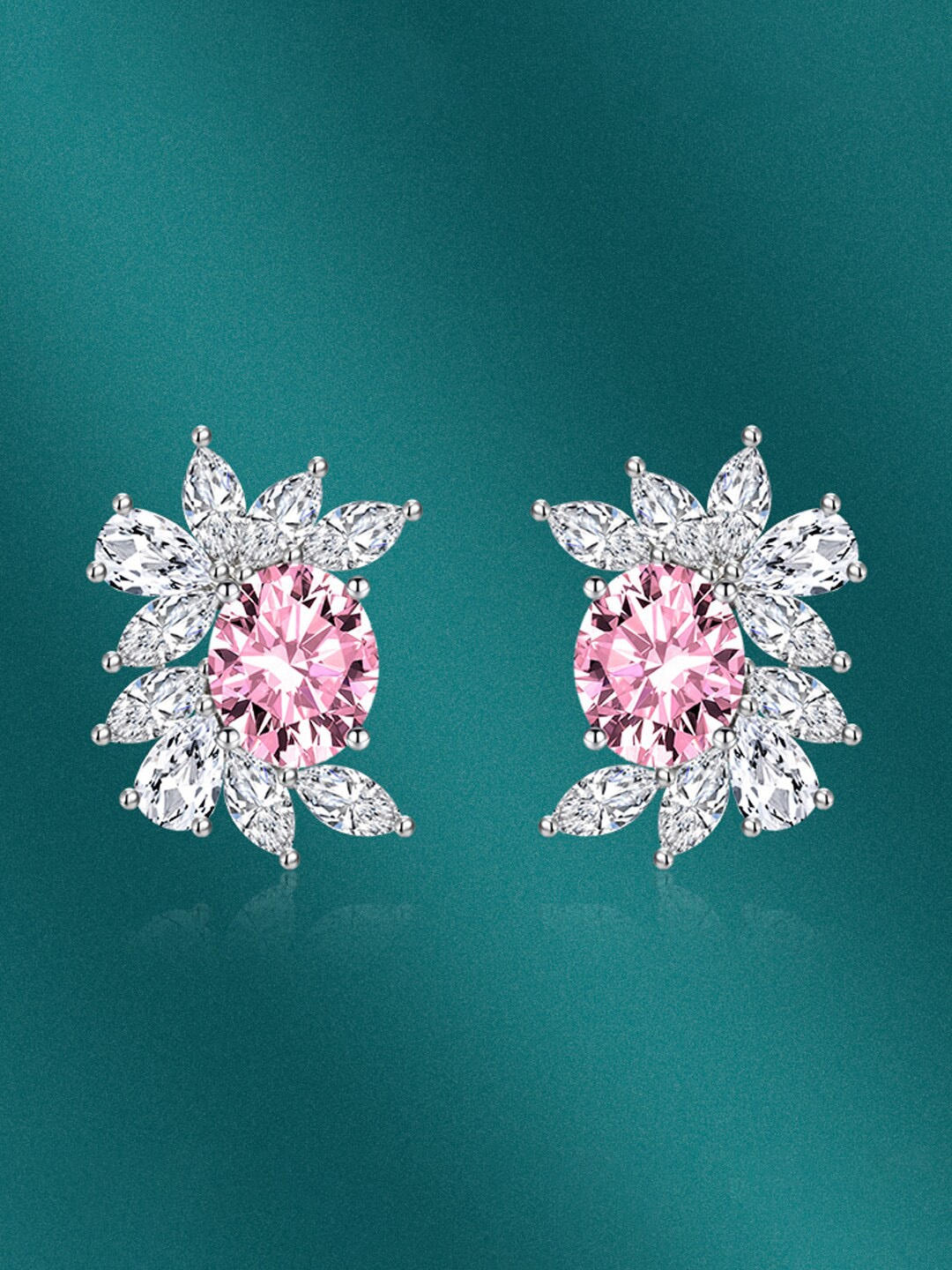 

Designs & You Silver-Plated Contemporary Cubic Zirconia Studs Earrings