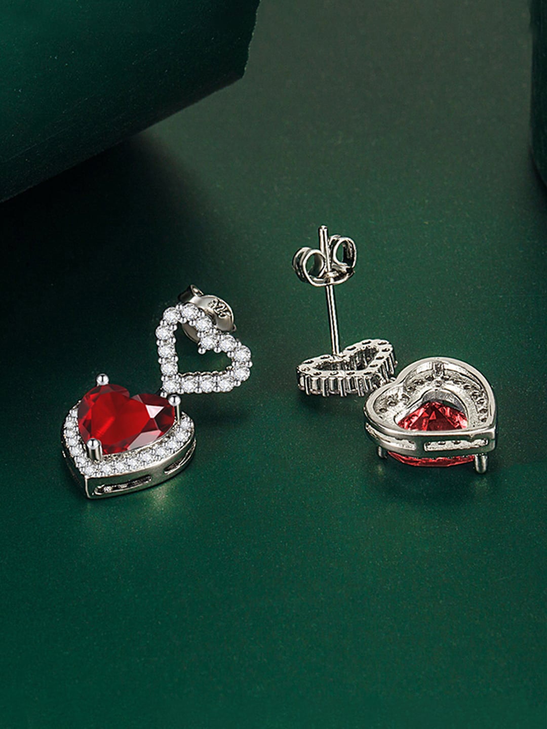 

Designs & You Silver-Plated Heart Shaped Drop Earrings