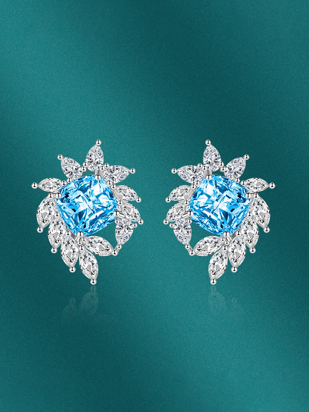 

Designs & You Silver-Plated CZ Studded Studs Earrings