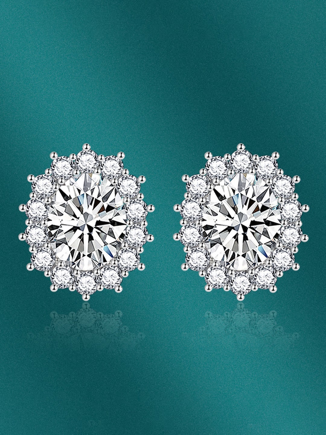 

Designs & You Silver Plated CZ-Studded Circular Shaped Stud Earrings