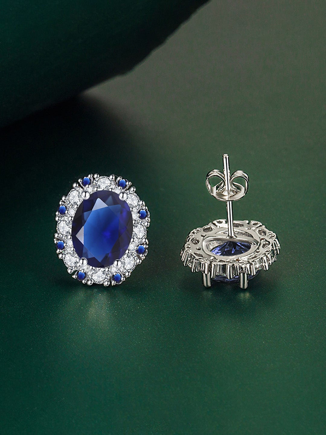 

Designs & You Silver-Plated CZ-Studded Circular Stud Earrings