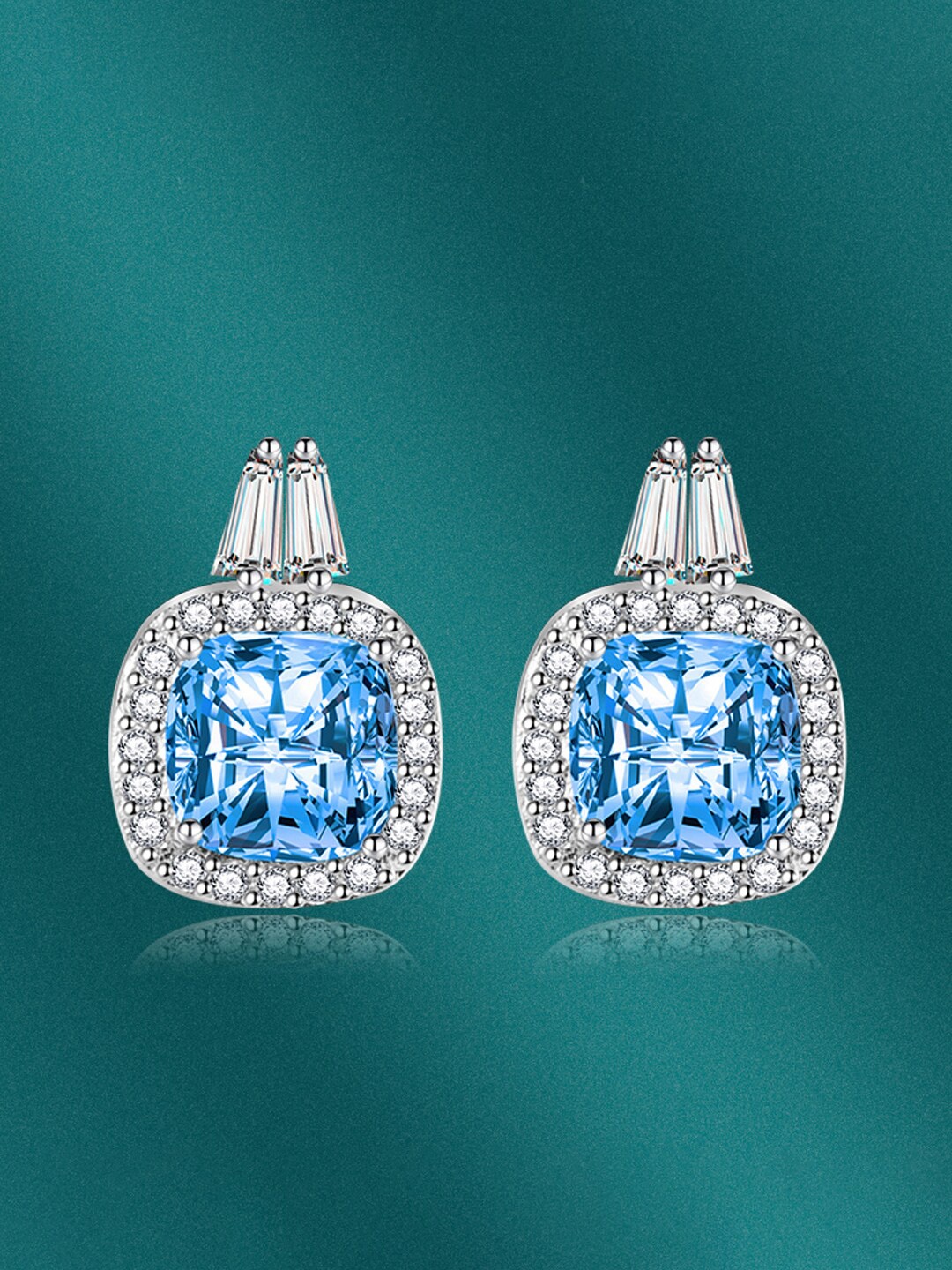 

Designs & You Silver-Plated Cubic Zirconia Studded Contemporary Drop Earrings