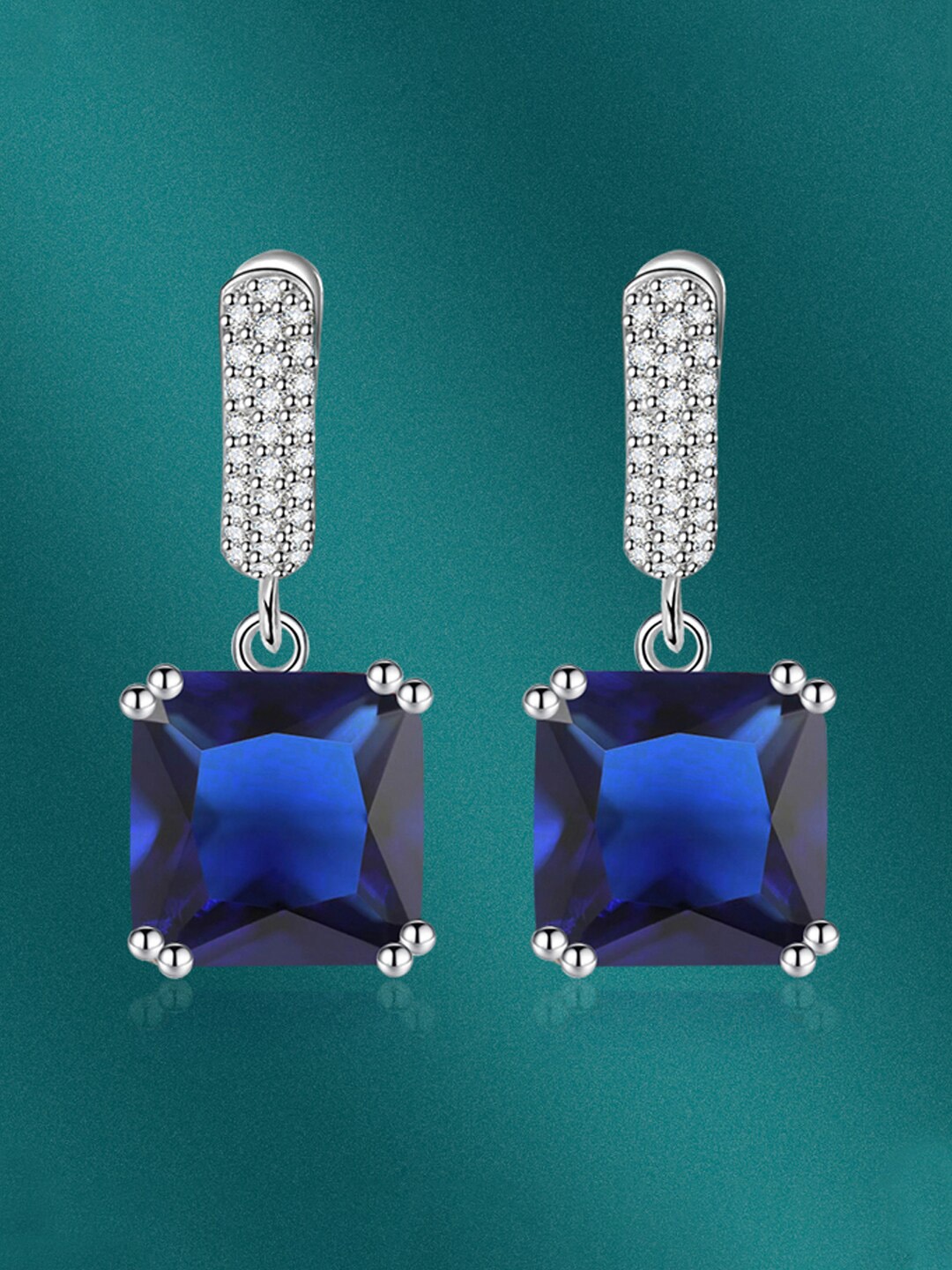 

Designs & You Silver-Plated Square Shaped Drop Earrings