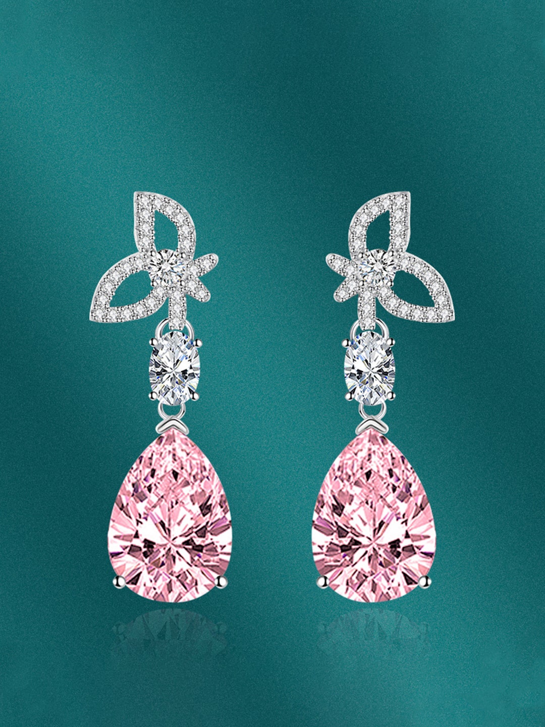 

Designs & You Silver-Plated Teardrop Shaped Drop Earrings