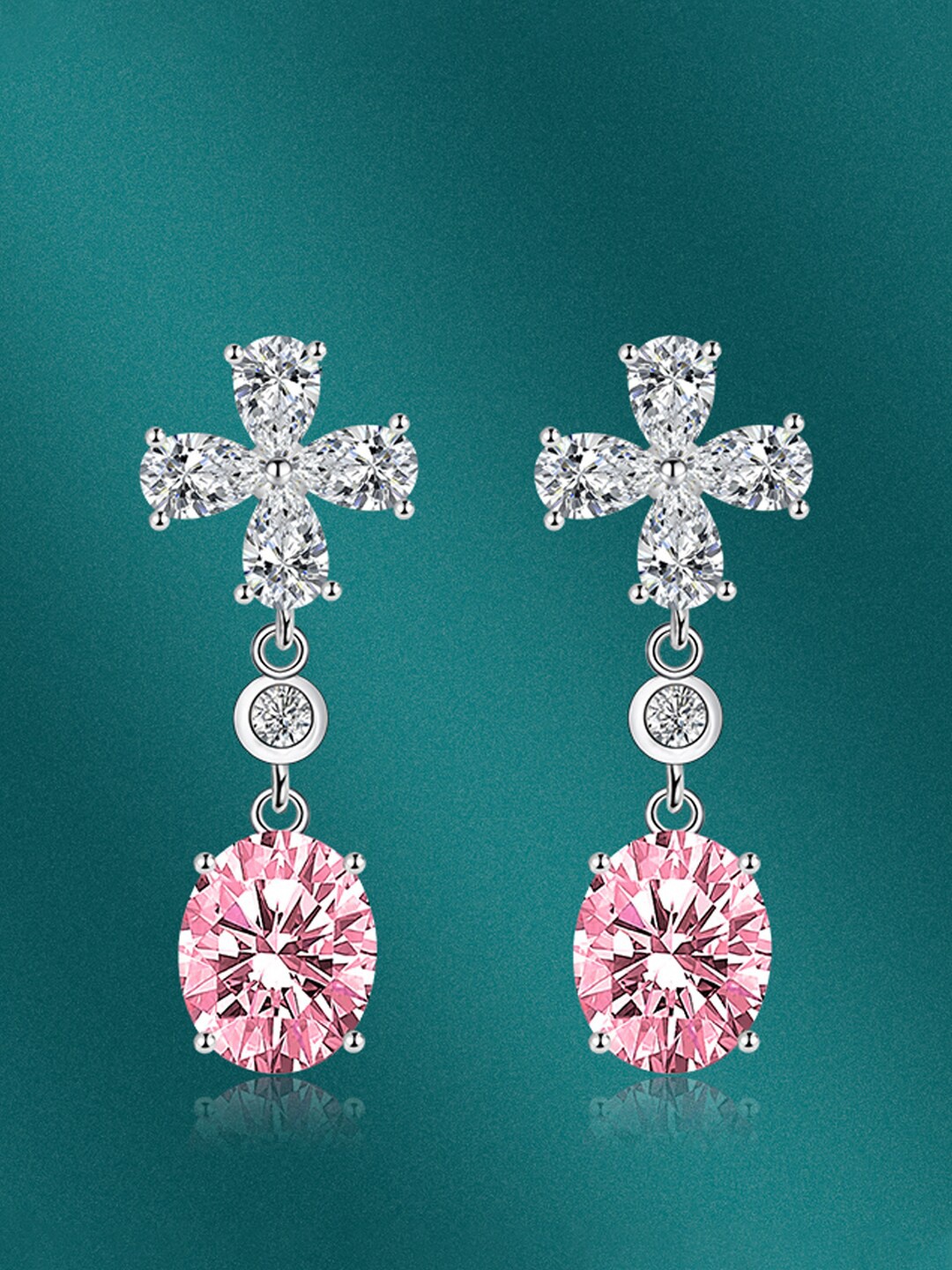 

Designs & You Silver-Plated Contemporary CZ Drop Earrings